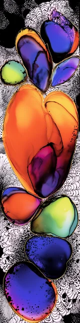 Free abstract bookmark featuring orange and purple tones